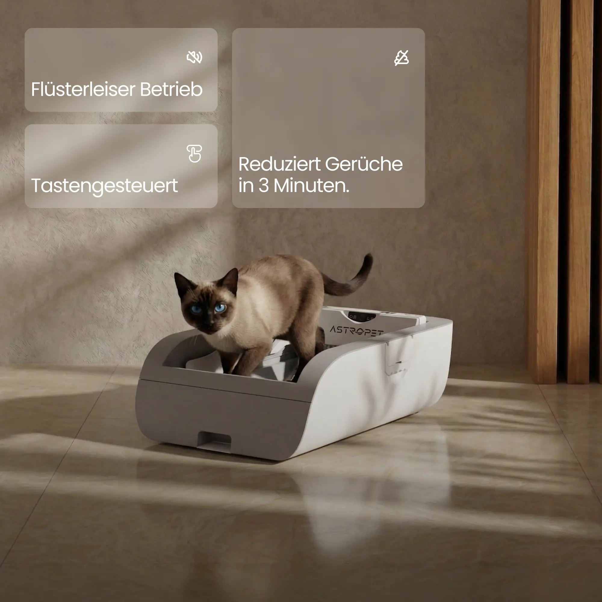 Helios - Lettiera per gatti autopulente con controllo a pulsanti
