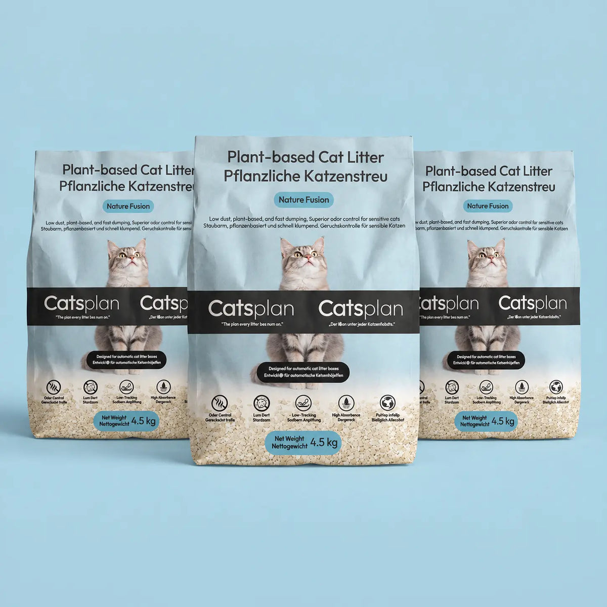 Catsplan Nature Fusion - Pflanzliches Katzenstreu, 3 Beutel